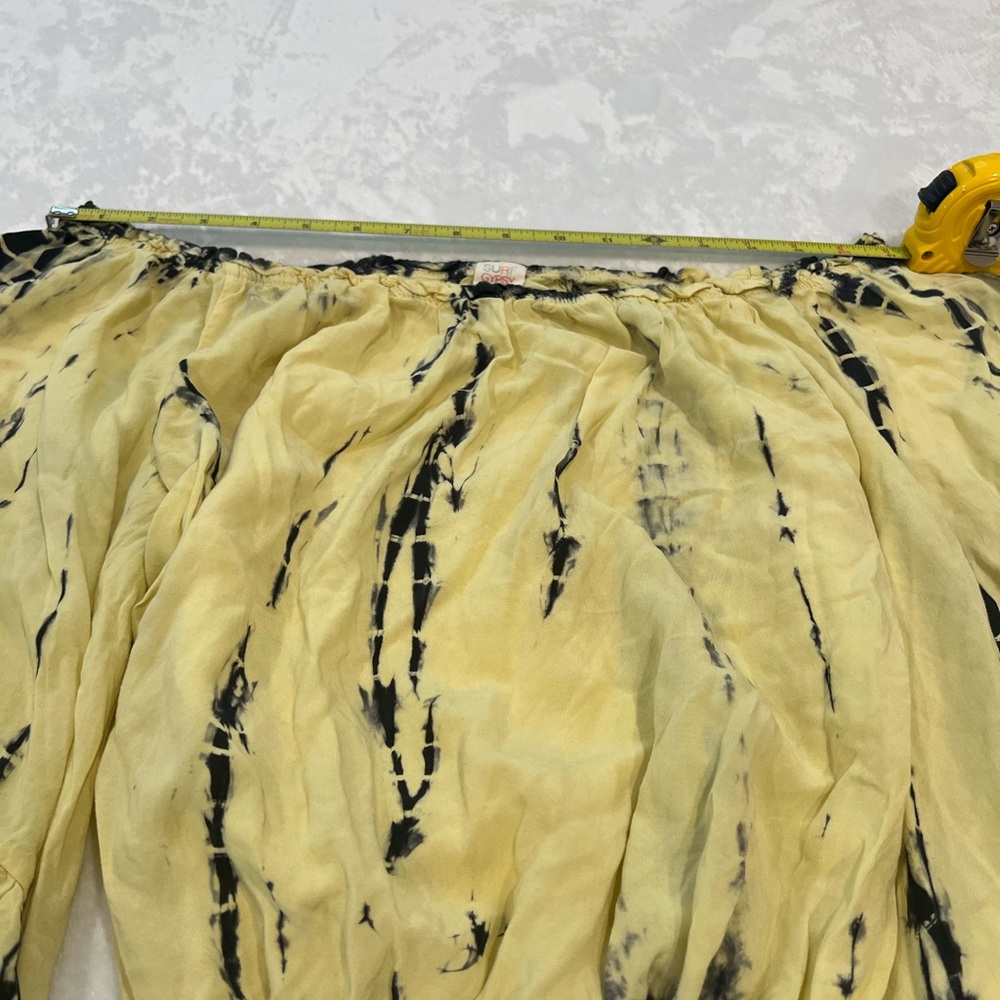 Surf Gypsy Yellow and Cream Ruched Bubble Skirt